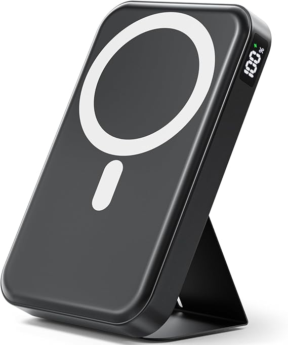 for Magsafe Power Bank, 10000mAh Wireless Portable Charger with Foldable Stand, 20W PD Fast Charging, Travel Essential for Magsafe Battery Pack, Compatible with iPhone 17/16/15/14 Series