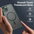 ImpactStrong Magnetic Guard Designed for iPhone 14 Case [Camera Protection] [Military Grade Drop Tested] [Compatible with MagSafe] Slim Translucent Matte Phone Case (6.1") - Dark Green